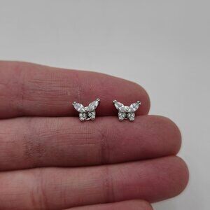 Sterling Silver Cubic Zirconia Small Butterfly Stud Earrings A3771